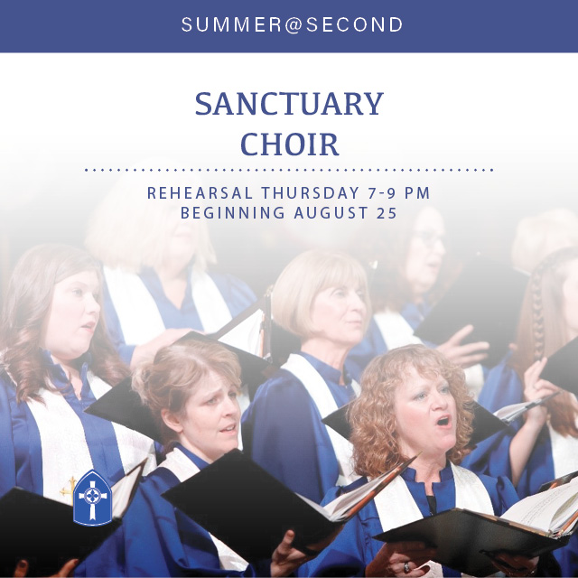 Sanctuary Choir

Rehearsals begin Thursday, August 25 from 7 to 9 PM.
